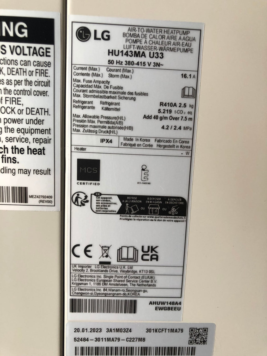 LG ThermaV Pompe à chaleur air/eau triphasée 14 kW